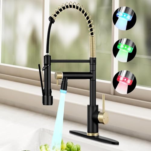 Smart kitchen faucet with LED temperature control technology in action